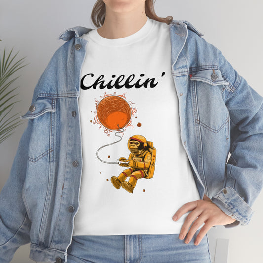 Chillin' Space Monkey Astronaut Unisex Heavy Cotton Tee