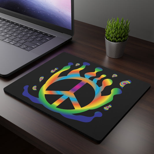 Tie Dye Peace Sign Floating Rectangular Mouse Pad