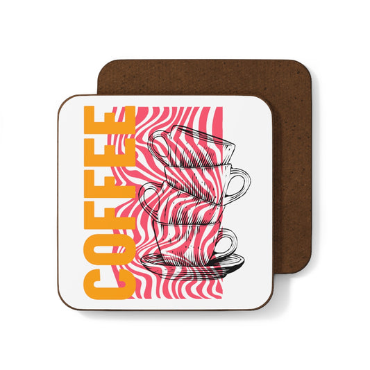 Coffee Stacked Trippy Hardboard Back Coaster